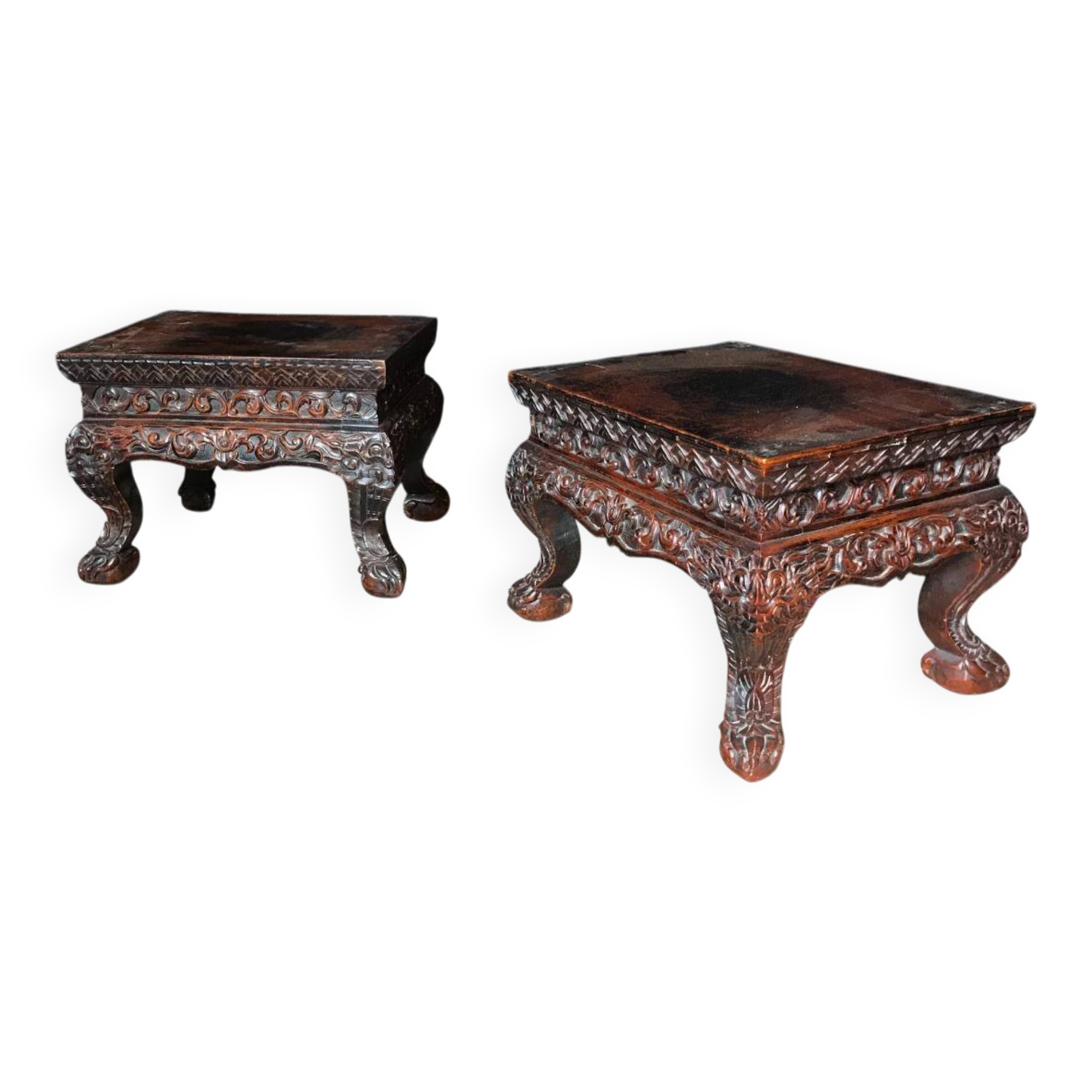 Pair of carved wooden pedestals, China