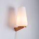 Wall lamp with opal glass shade on wooden base by Philips