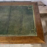 Double-sided desk with leather top