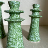 Set of ceramic candle holders tamegroute light green