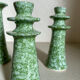 Set of ceramic candle holders tamegroute light green