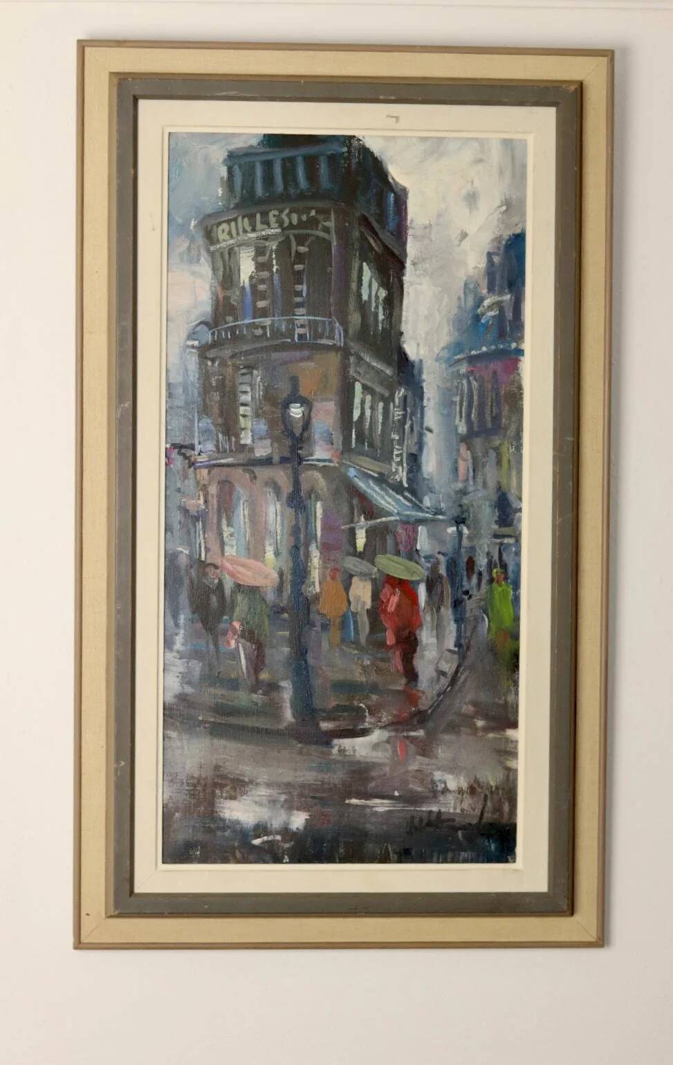 Peinture à l'huile sur panneau du milieu du siècle « Paris »