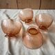 4 vintage pink glass bowls 1930-40