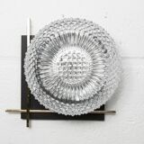 1960 wall light, black metal glass and gold brass rods