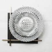 1960 wall light, black metal glass and gold brass rods