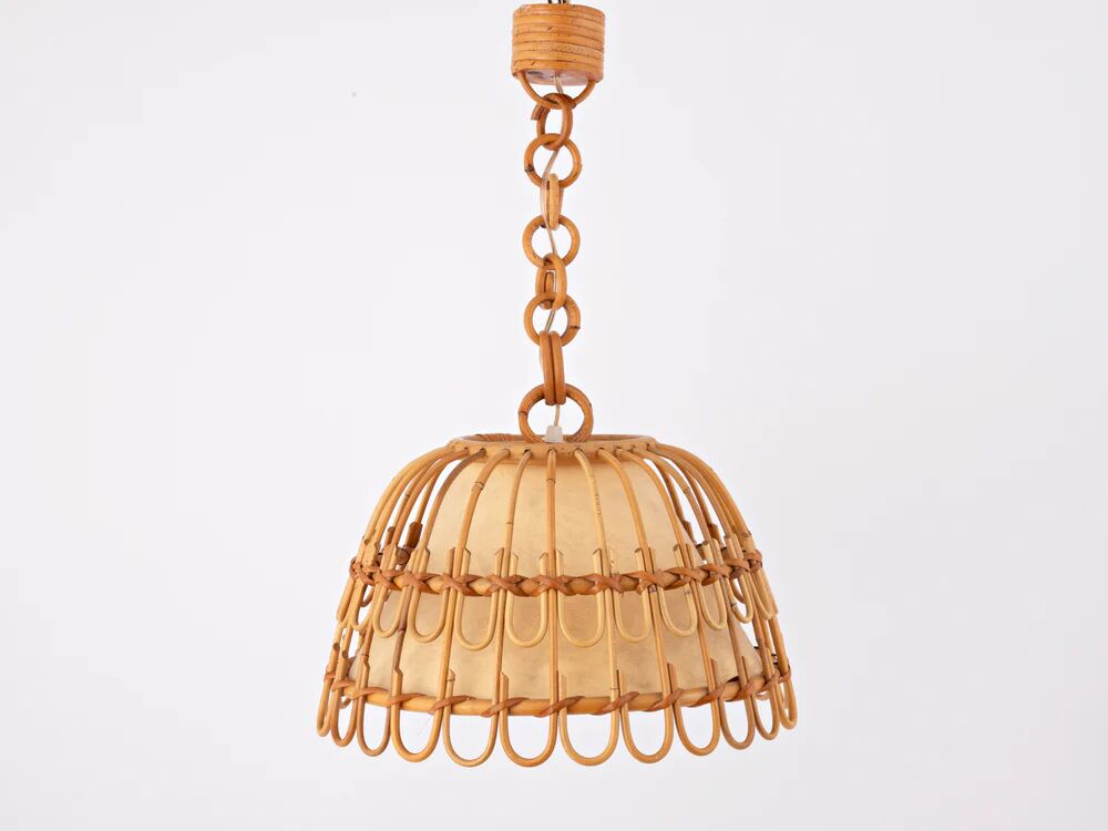 Mid-century Spanish rattan pendant lamp