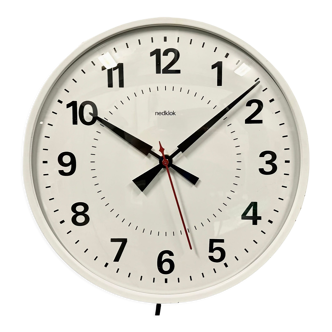 Vintage White Electric Station Wall Clock from Nedklok, 1970s