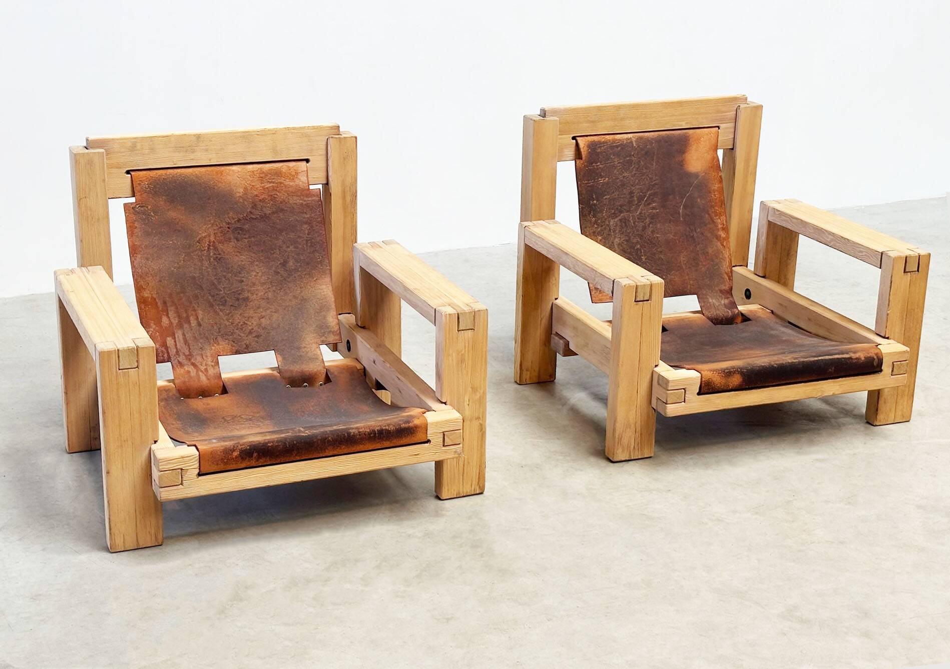 Set of two brutalist lounge chairs
