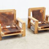 Set of two brutalist lounge chairs