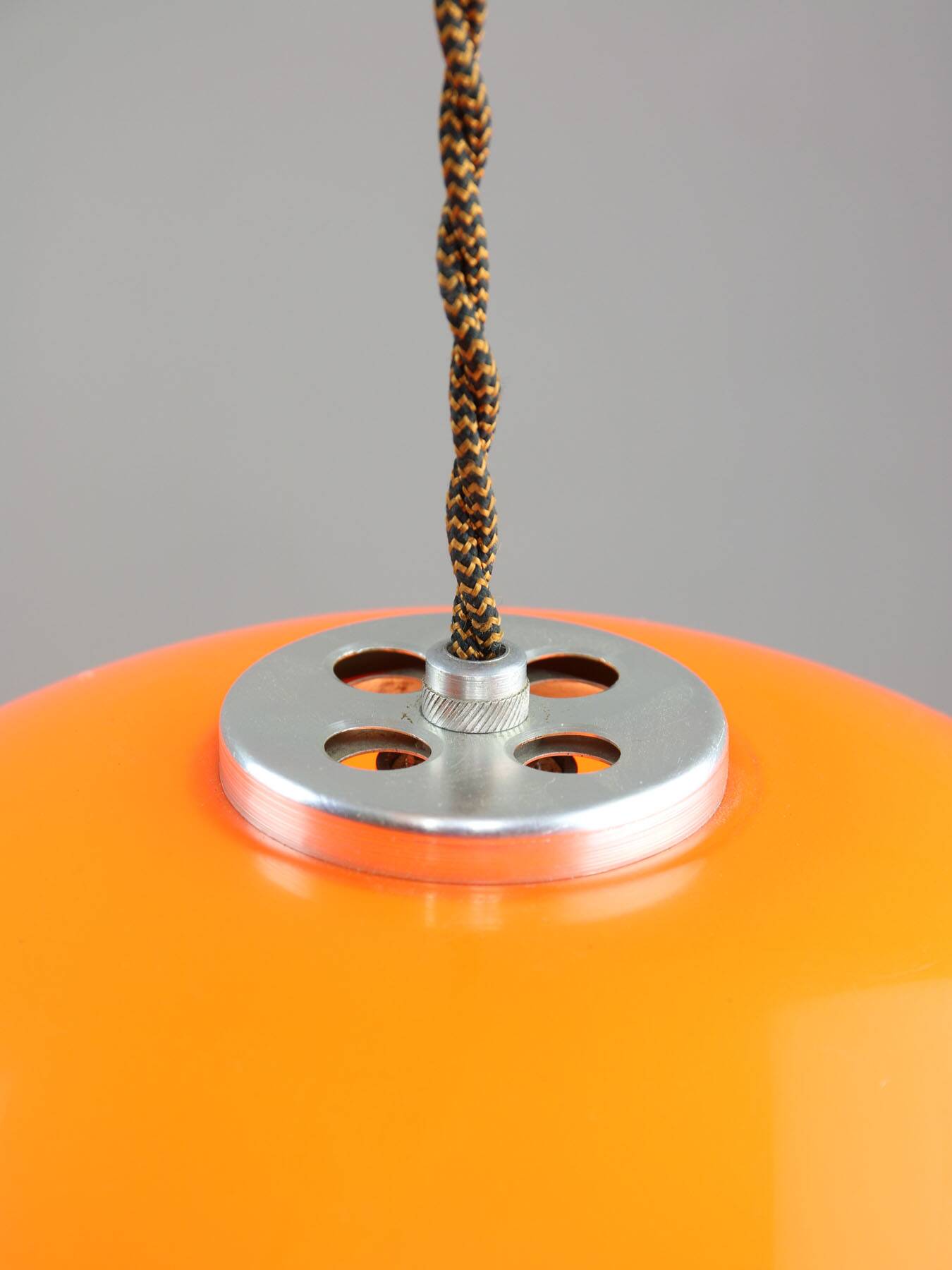 Italian space age orange plexiglass pendant lamp, 1970s