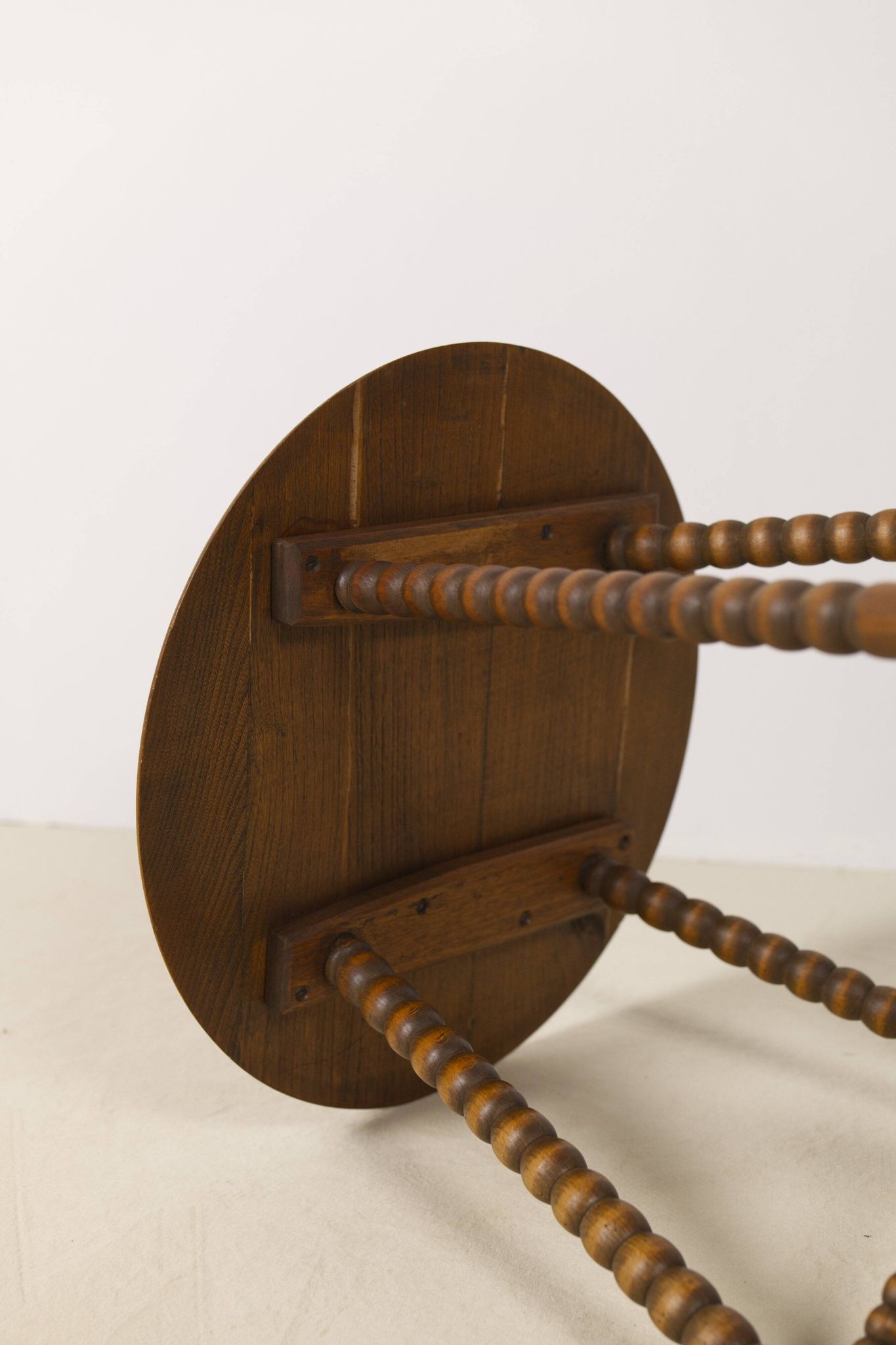 Vintage round Bobbin side table