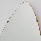 Miroir triangulaire organique vintage avec dos en bois, Belgique années 1960