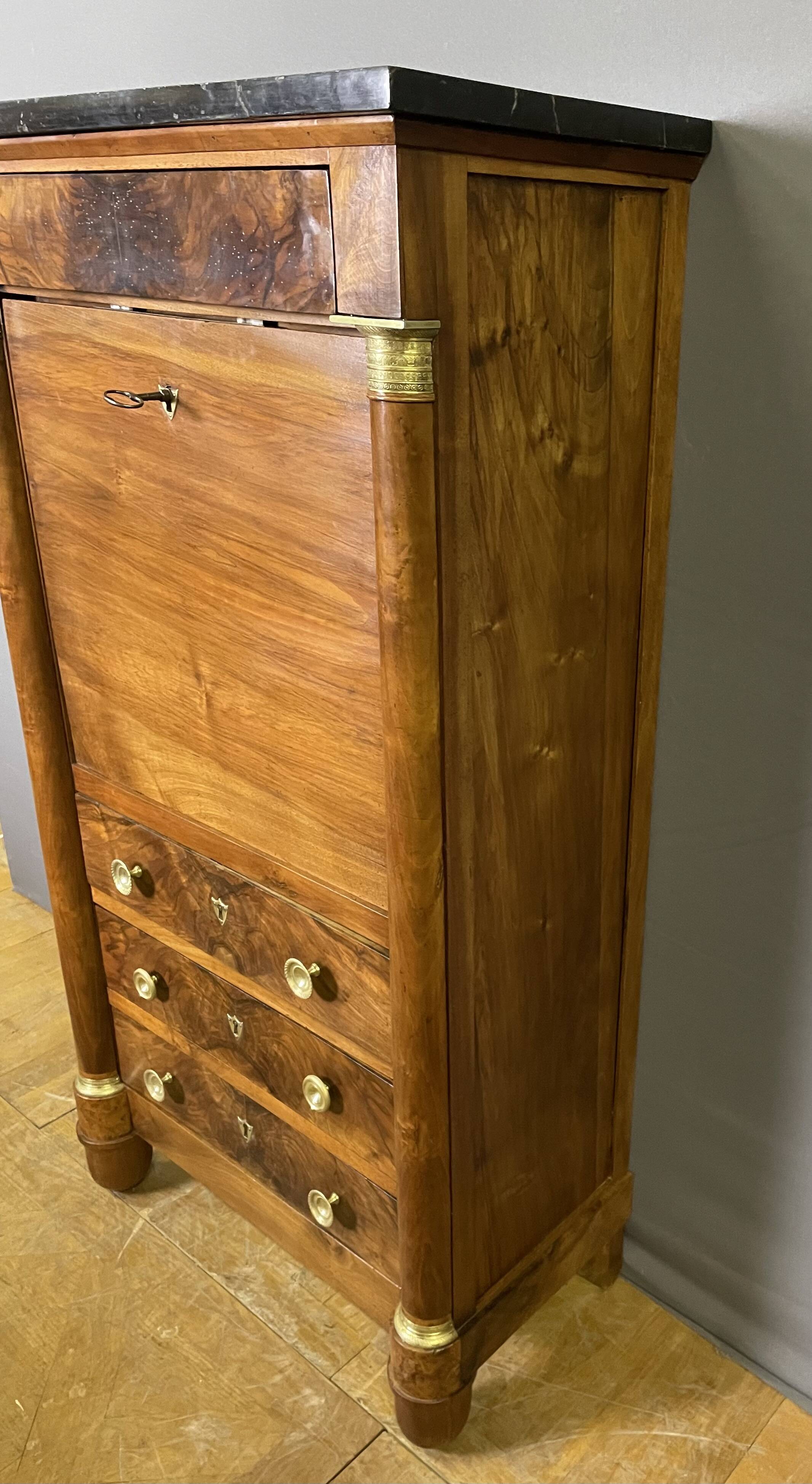 Empire period walnut secretary