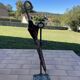 Vintage brass umbrella stand, walking stick holder