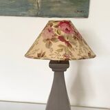 Turned wood lamp