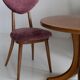 Heart-shaped chair in plum velvet and beech wood, Europe, 1960s