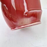Small old raspberry pink enameled ceramic vase 1940s