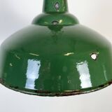 Industrial British Green Enamel Factory Pendant Lamp, 1960s