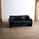 Cassina Maralunga Two Seater Sofa In Black Leather By Vico Magistretti 1970