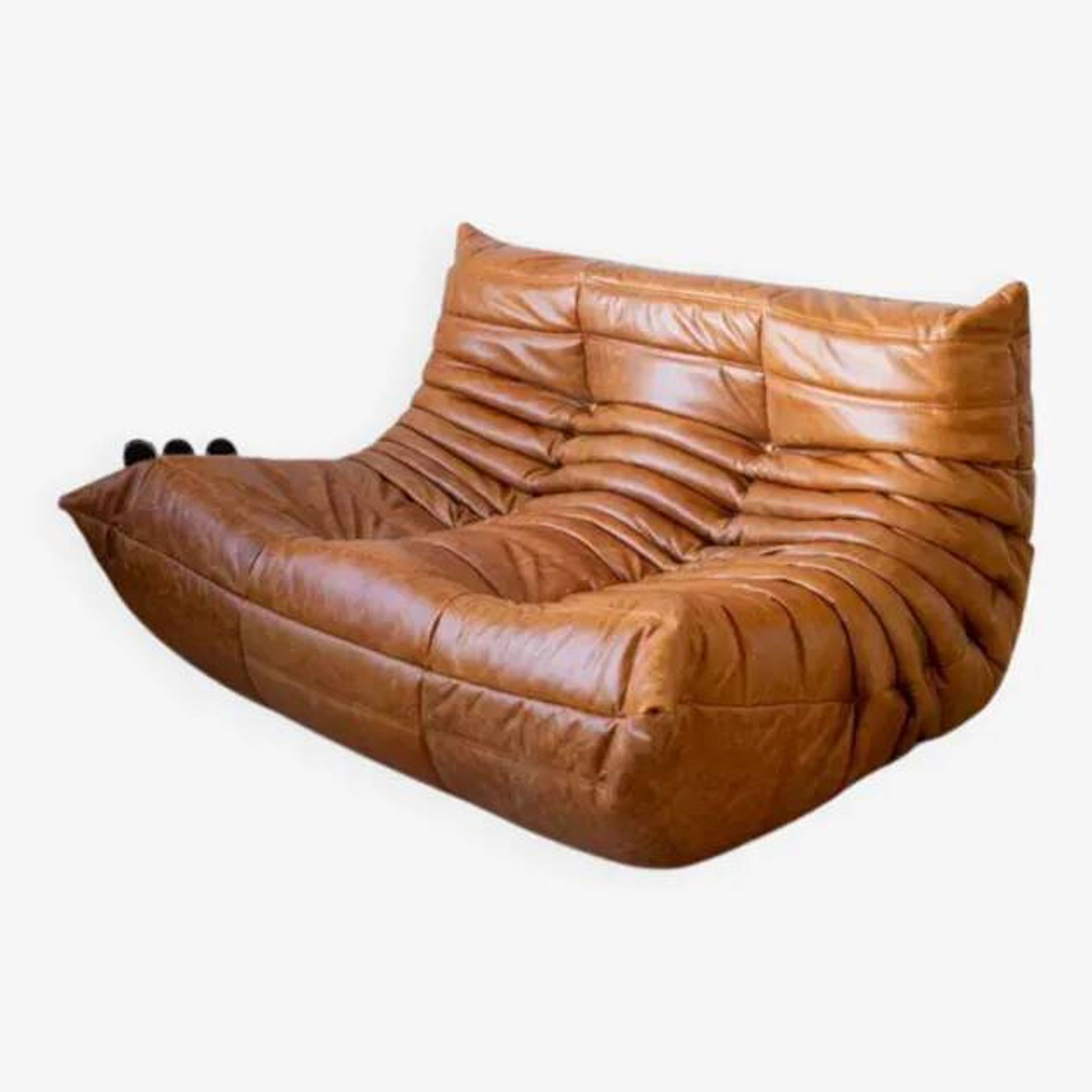 Togo Set of 2 Two-Seater Sofas, 2 Armchairs and an Ottoman in Dubai Pine Leather