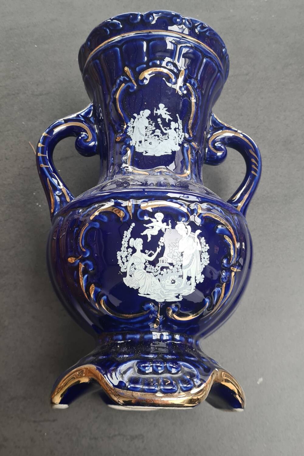 Antique blue vase in Italian porcelain