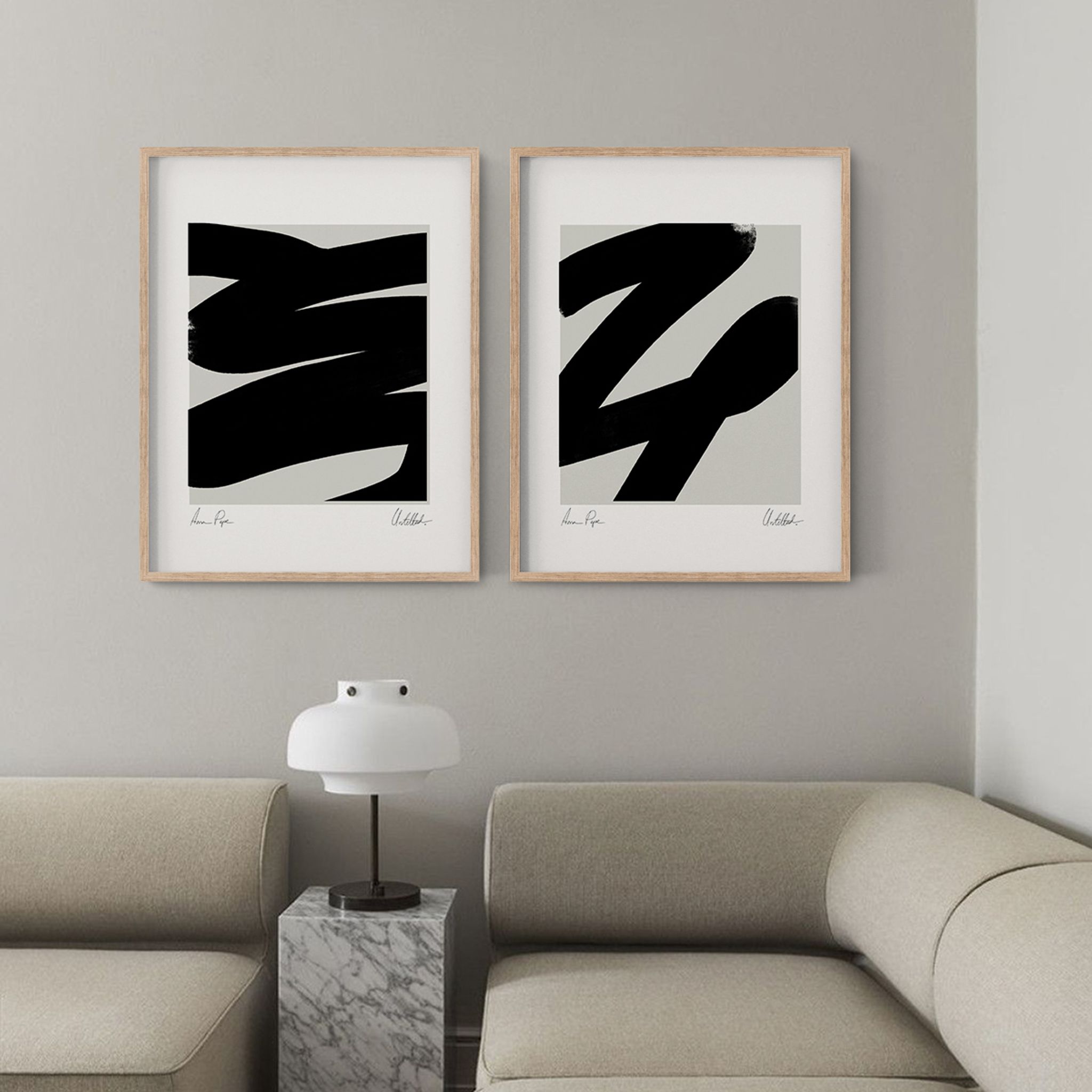 Pair of giclee prints, abstract wall art set of two, 50x70cm