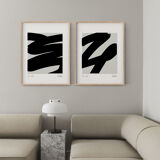 Pair of giclee prints, abstract wall art set of two, 50x70cm