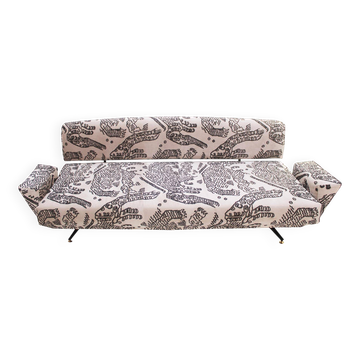 Italian Sofa Upholstered With Blanck and White Dedar fabrik , 1950s