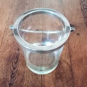 Glass and silver metal ice bucket