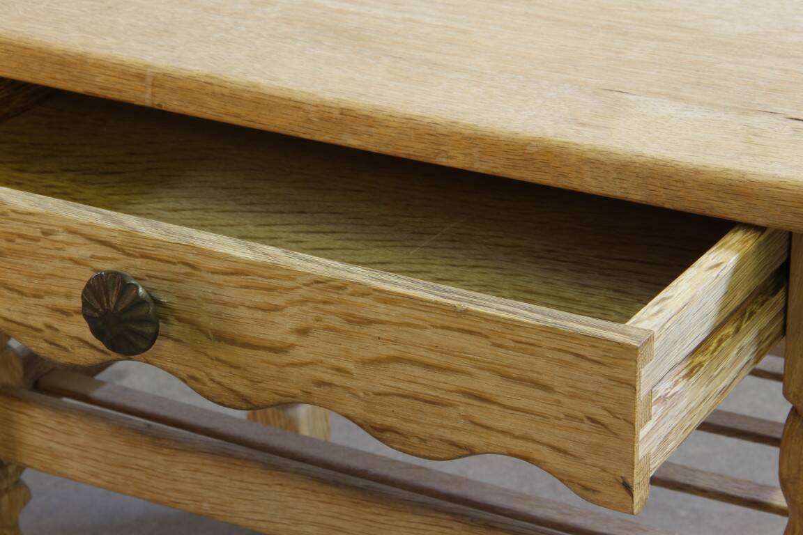 Pair of Vintage Danish Oak Bedside Tables with Drawer & Shelf, Kjærnulf style