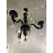 Venetian black and gold murano style glass chandelier with flowers and leaves