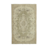 Handmade vintage oriental beige rug 183 cm x 292 cm