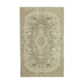 Handmade vintage oriental beige rug 183 cm x 292 cm