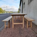 Table and folding benches of bistro guinguette -2m20