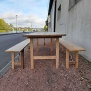 Table and folding benches of bistro guinguette -2m20