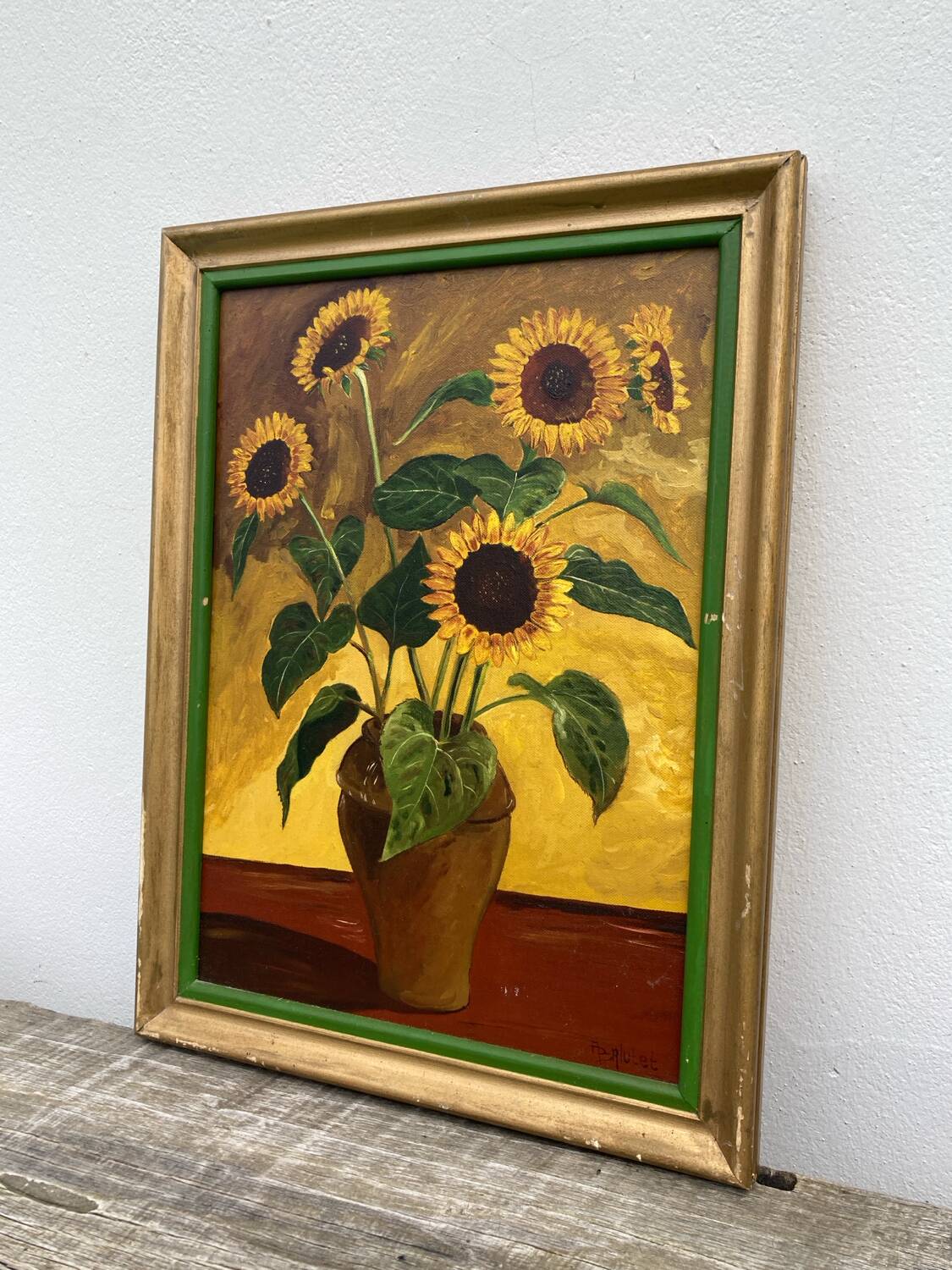 Tableau huile sur toile bouquet tournesol