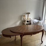 Louis XV style extendable oval wooden dining table