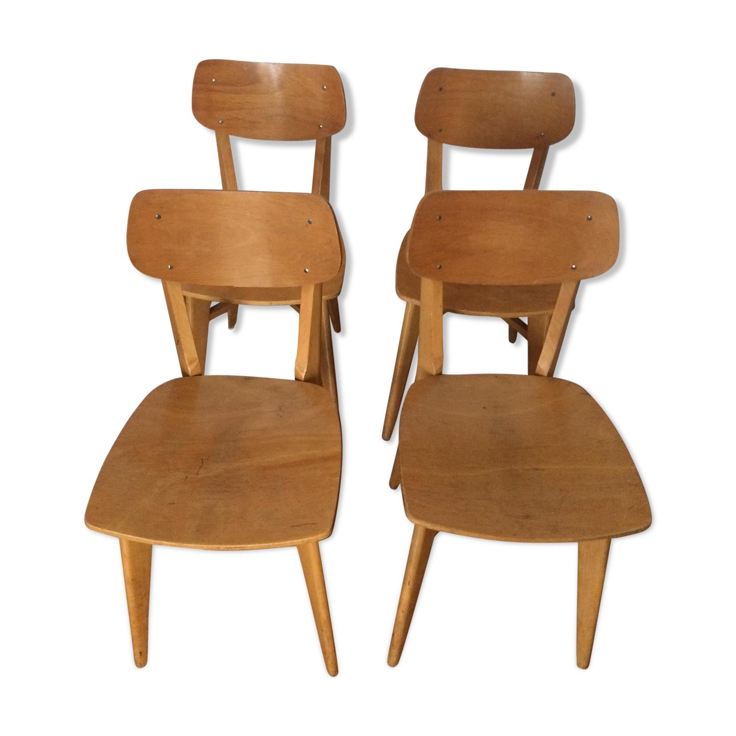 4 vintage beech chairs