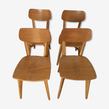 4 chaises en hêtre vintage