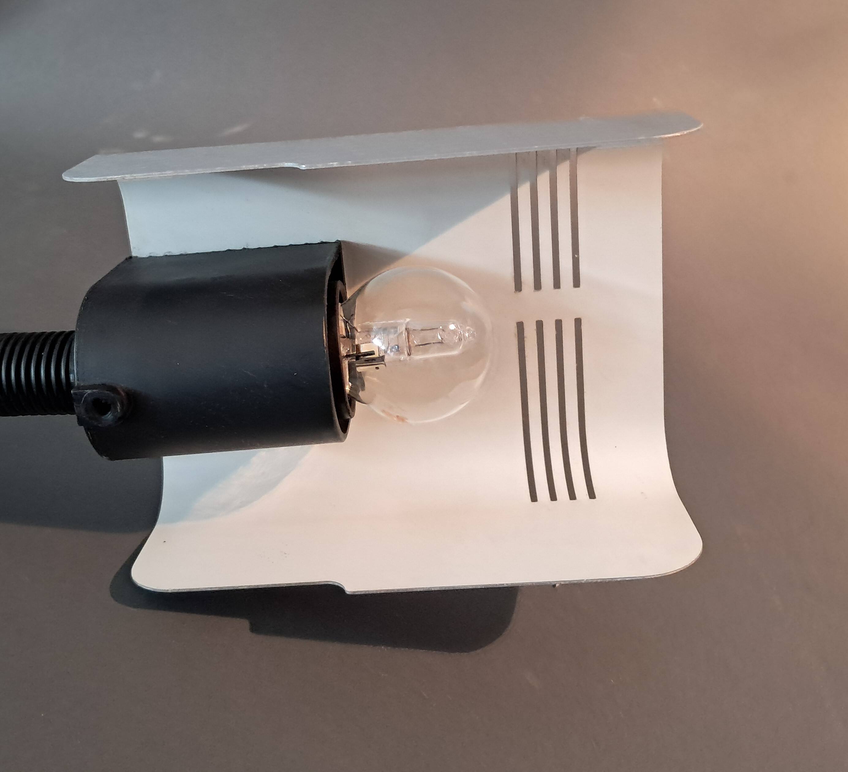 1970 Targetti Sankey workshop lamp in brushed aluminum.