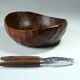 Handmade teak serving bowl with a nutcracker as a set, vintage from the 1960s