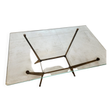 Vintage coffee table (1950s) with a glass top - bronze legs