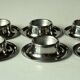 Set of 6 stainless steel egg cups, vintage from the 60s