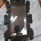 Beveled mirror and carved wood XIX th 27x45cm