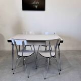 Set of table and 4 chairs in gray-white formica