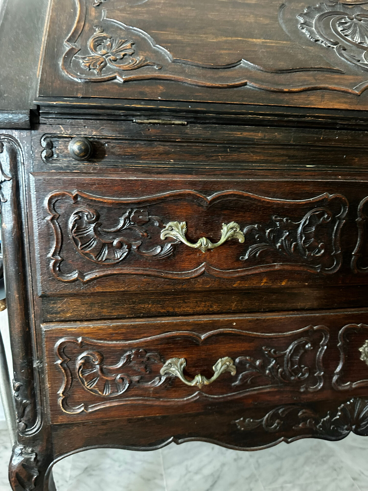 French Louis XV Style Slant-Front Secretary Desk