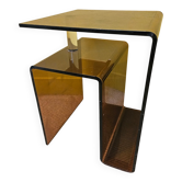 Smoked plexiglass side table signed Michel Dumas for Roche