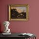 Antique Flemish bucolic landscape painting from the 18th century