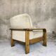 Fauteuil vintage en bois et laine