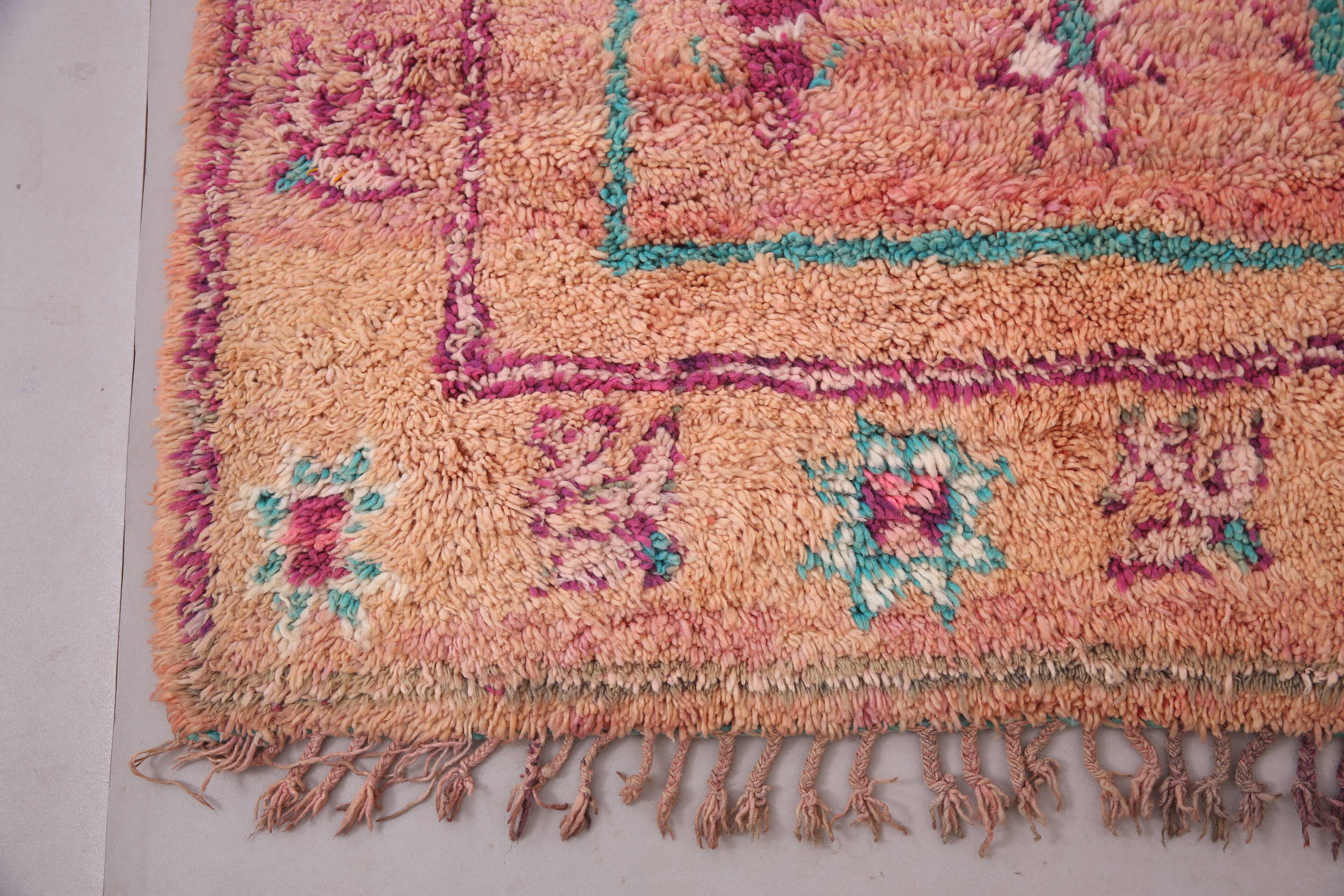 Peach Vintage Moroccan Rug 180 x 253 cm - Handmade Berber Wool Rug - Boho